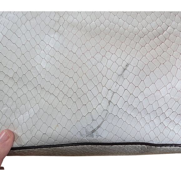 Rare White Michael Kors Snake Leather Python Hamilton Purse Satchel 35S5SHLT3N - Picture 9 of 12